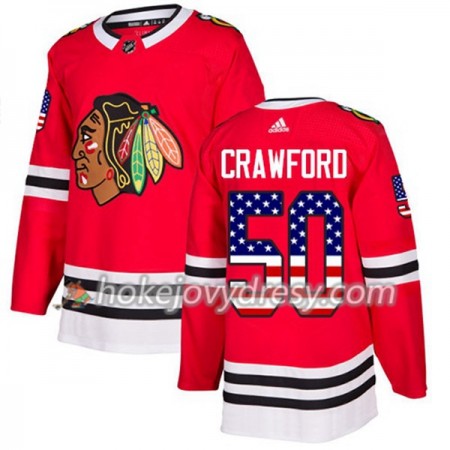 Pánské Hokejový Dres Chicago Blackhawks Corey Crawford 50 2017-2018 USA Flag Fashion Černá Adidas Authentic